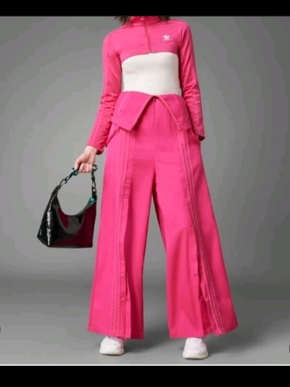 XL Adidas Hot Pink Wide-Leg Snap-Front Track Pants Jacket